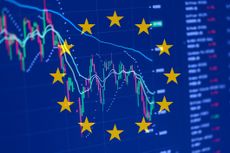 European stocks &ndash;&nbsp;EU flag on the background of stock charts