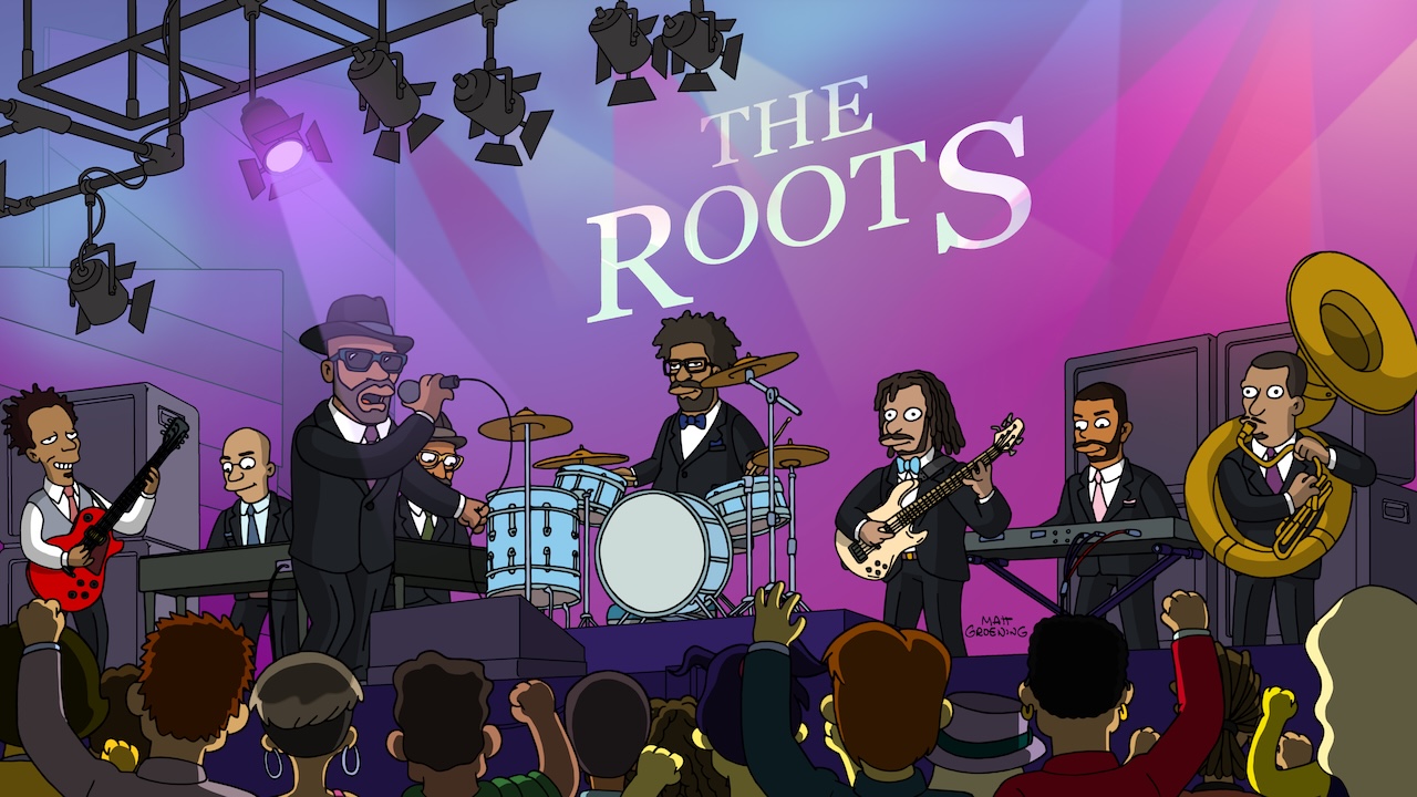The Roots performing in The Simpsons Episode 800
