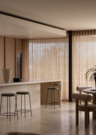 Minimalist, travertine kitchen design