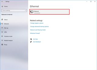 Settings Ethernet connections