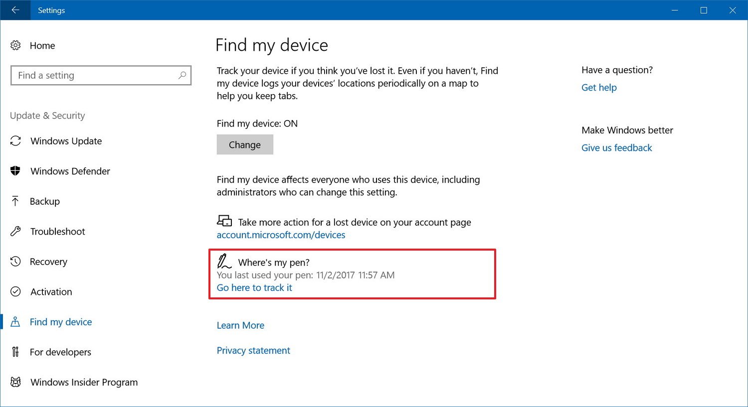 How to find your Surface Pen in the Windows 10 Fall Creators Update ...