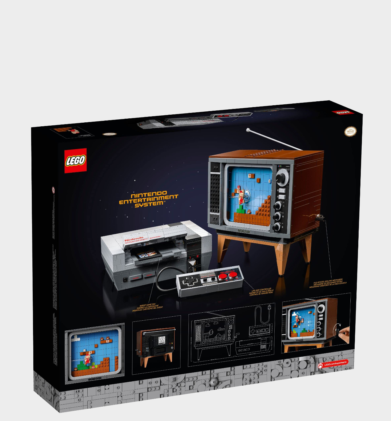 LEGO NES box on a plain background