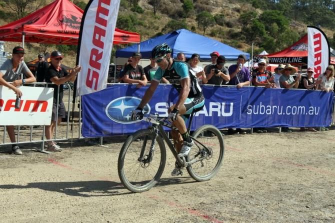 Jared Graves crosses the line to win the elite men's cross country