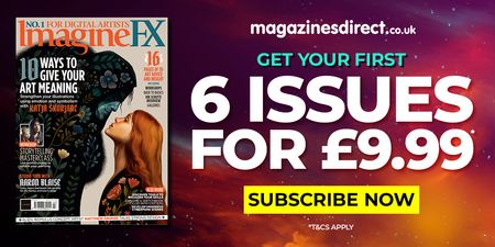 A promotional image showing details of a deal and a cover of ImagineFX magazine.
