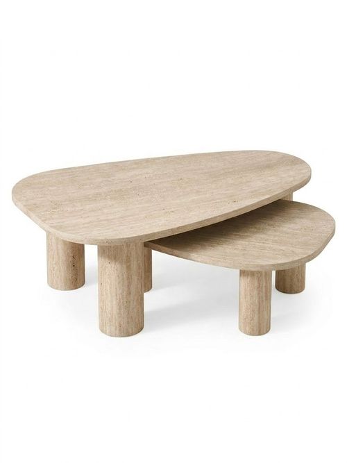 Azra Nesting Coffee Tables - Travertine Marble Effect