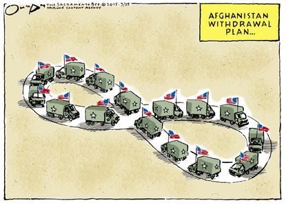Political cartoon U.S. Afghanistan troops