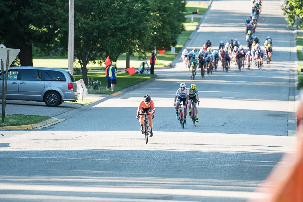 Evan Huffman (Rally Cycling) goes free the field in an effort to bridge to the break