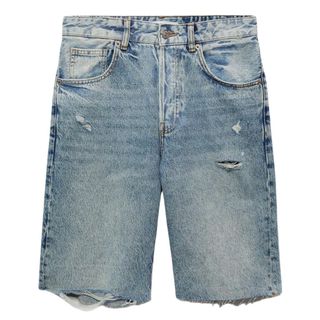 Mango Decorative ripped denim bermuda shorts