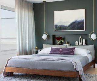 Green bedroom with contemporary style