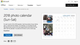 Microsoft Office calendar template