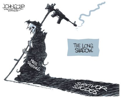 Editorial Cartoon World Mass shooting survivors suicide