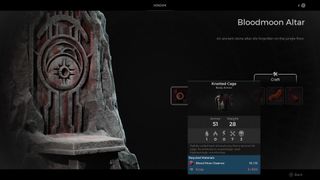 In-game screenshot of the Bloodmoon Altar's items in Remnant 2
