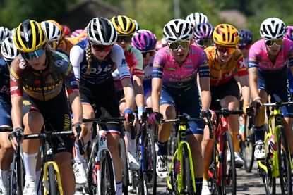 Women's WorldTour peloton at the Tour de France Femmes 2022