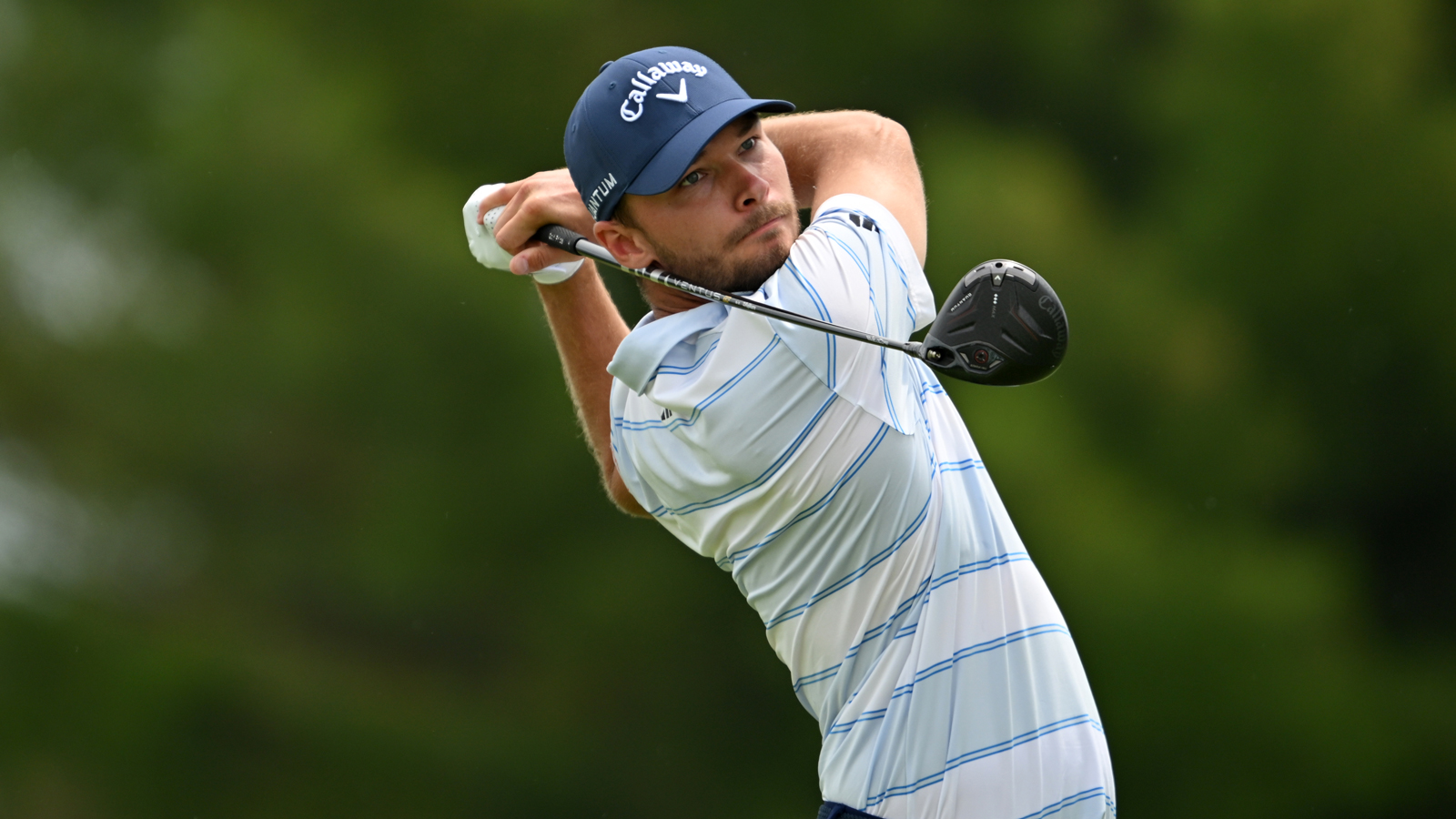 Nicolai Hojgaard hits a driver off the tee