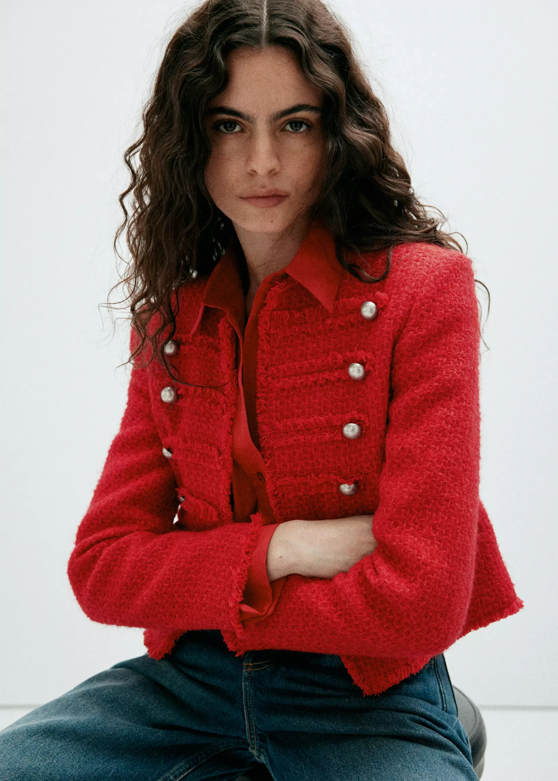 Tweed Jacket With Decorative Frogging Closures - Women | Mango Usa