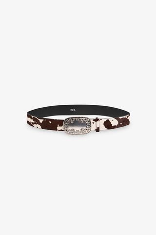 Leather Cowboy Belt With Animal Print