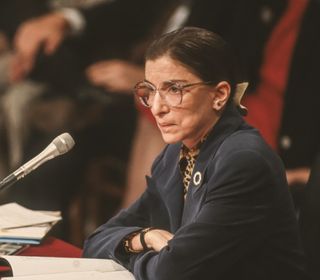 Ruth Bader Ginsburg seen in 1993 during Senate confirmation hearings for her Supreme Court seat.