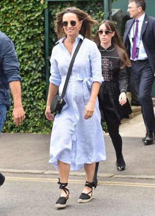 Pippa Middleton seen on day nine of The Championships at Wimbledon, London. on July 11, 2018 in London, England.