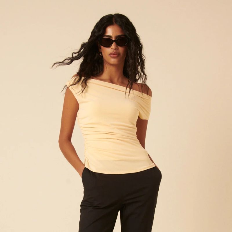 yellow ruched top