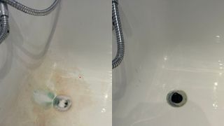 Limescale removal before and after pictures in bath tub