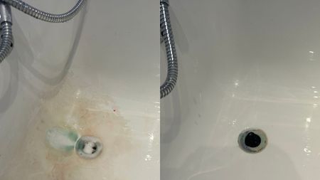 Limescale removal before and after pictures in bath tub