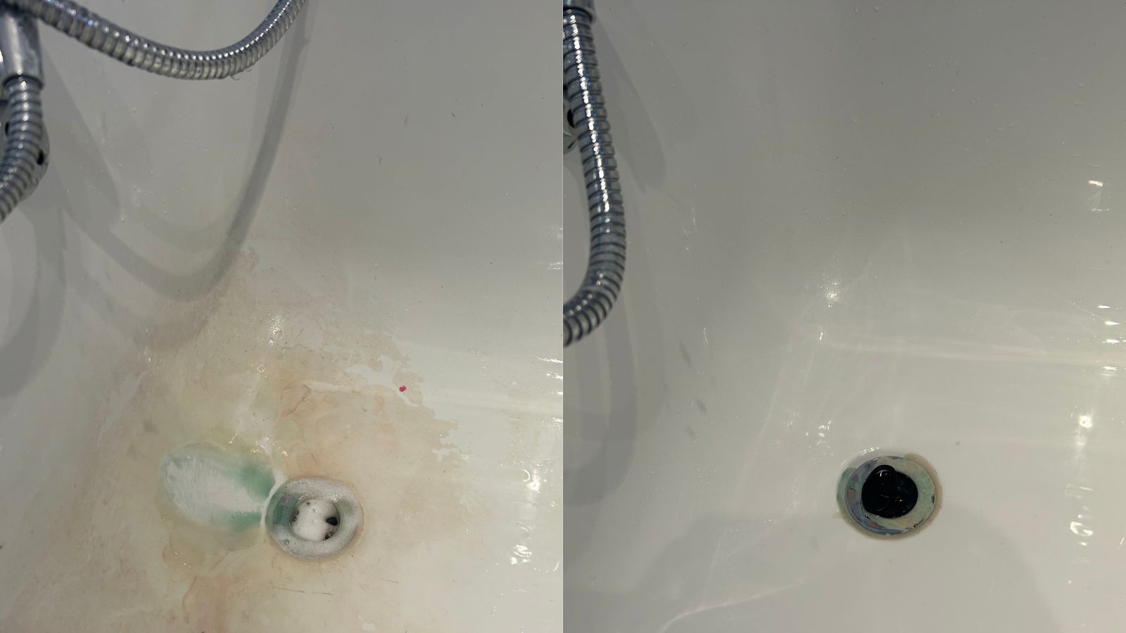 Limescale removal before and after pictures in bath tub