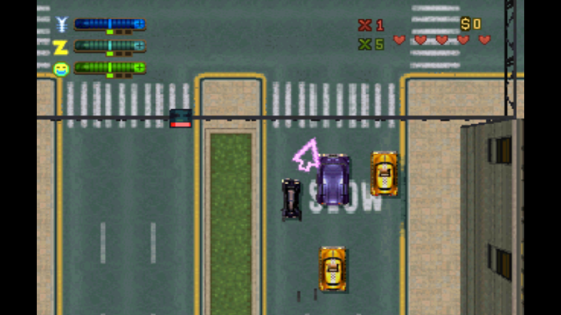 Driving through the city in GTA 2