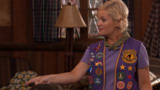 Leslie Knope (Amy Poehler) leading the Pawnee Goddesses in Parks and Recreation