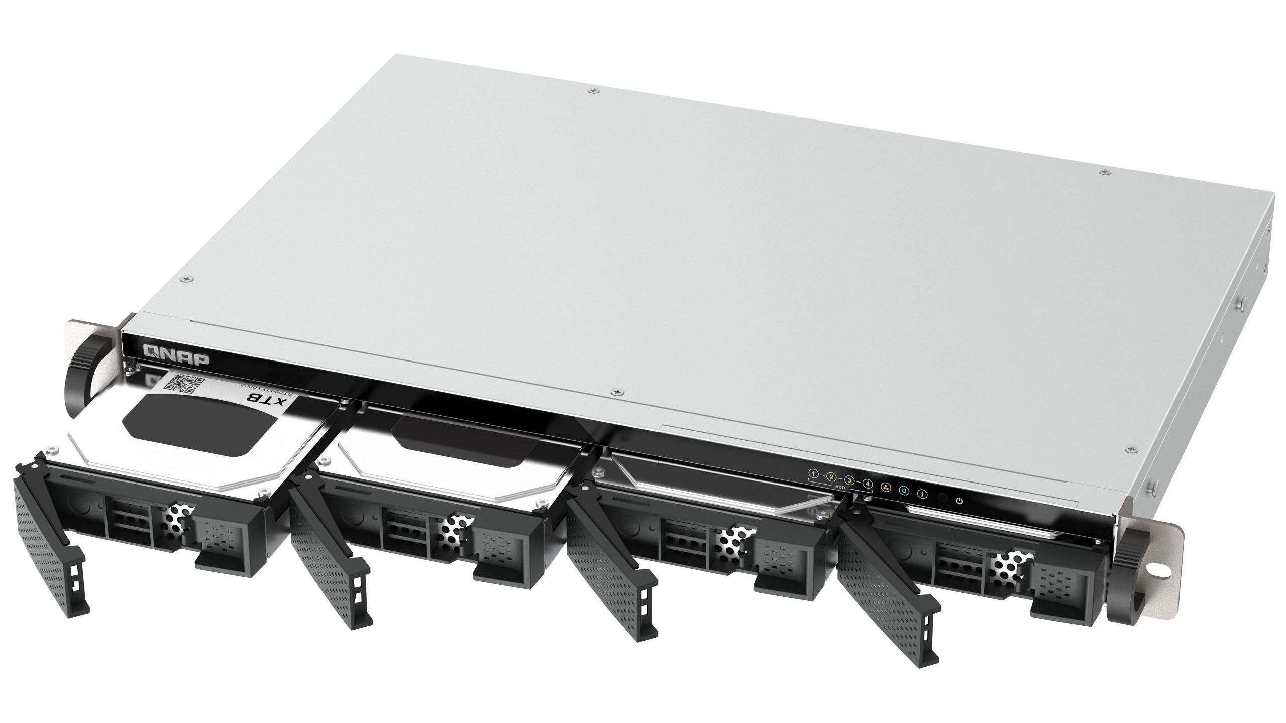 The Qnap TS-432eU on a white background