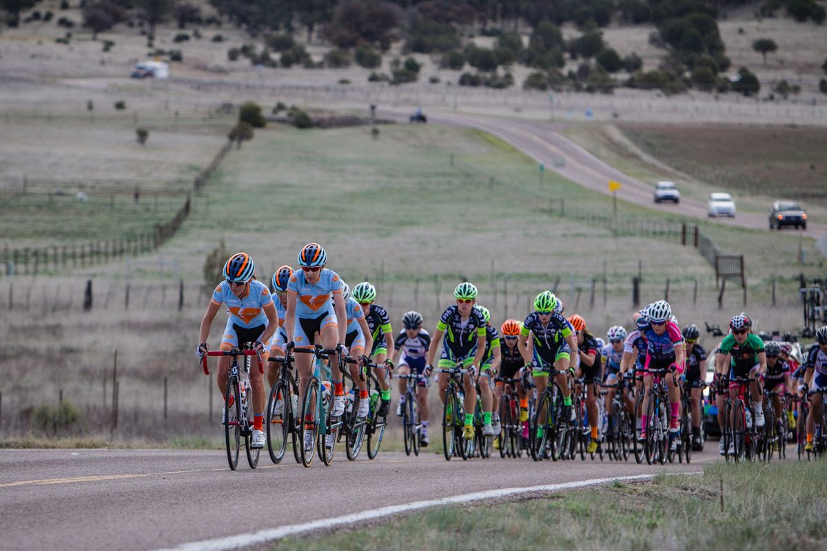 Amy D Foundation riders control the front of the field