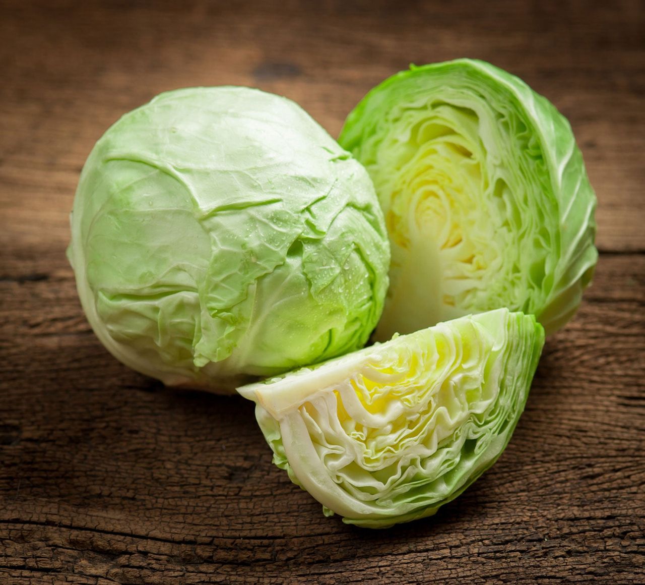 Sliced Open Green Cabbage Plant