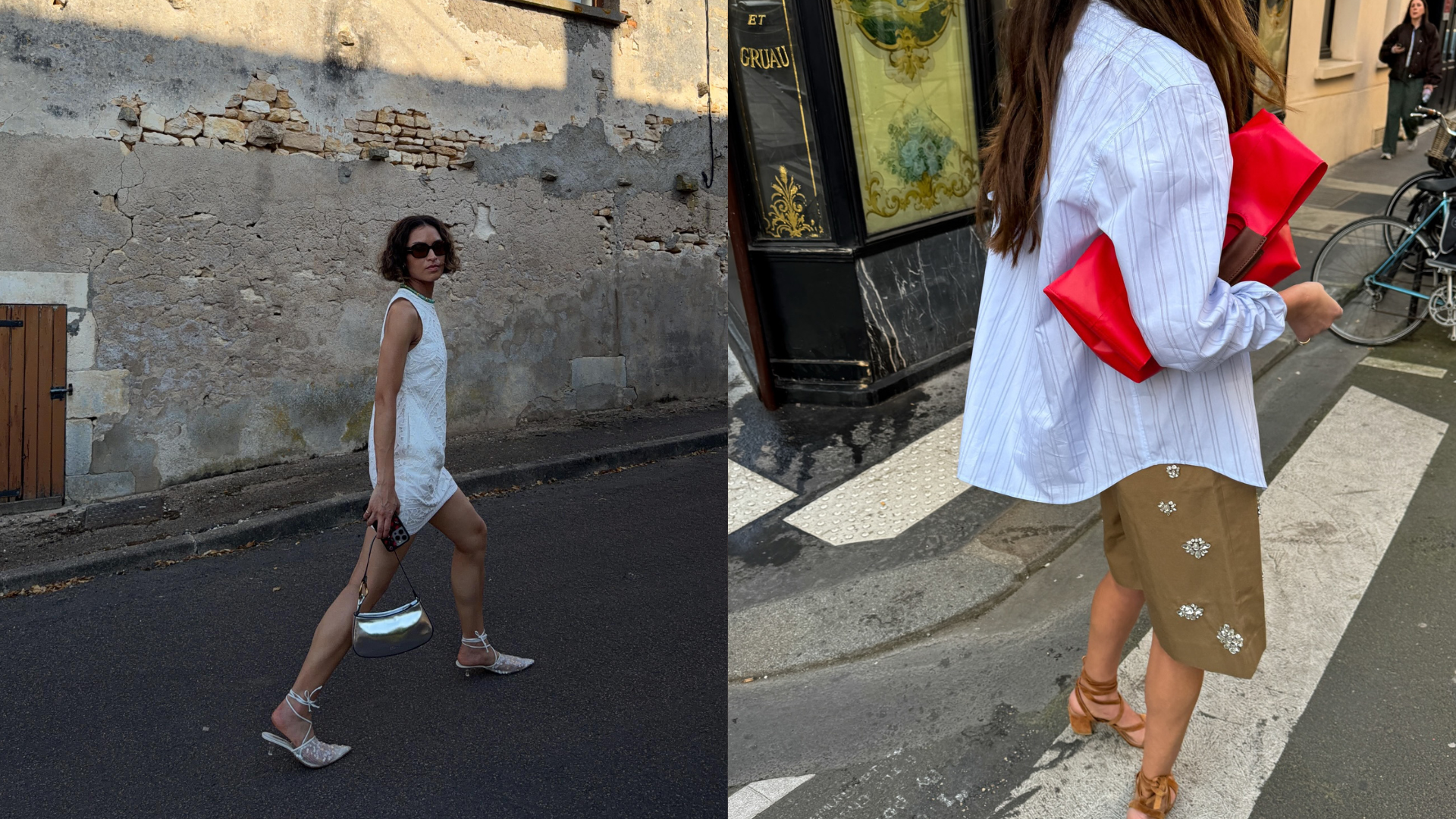 An image of a woman wearing lace up sandal outfit summer 2026
