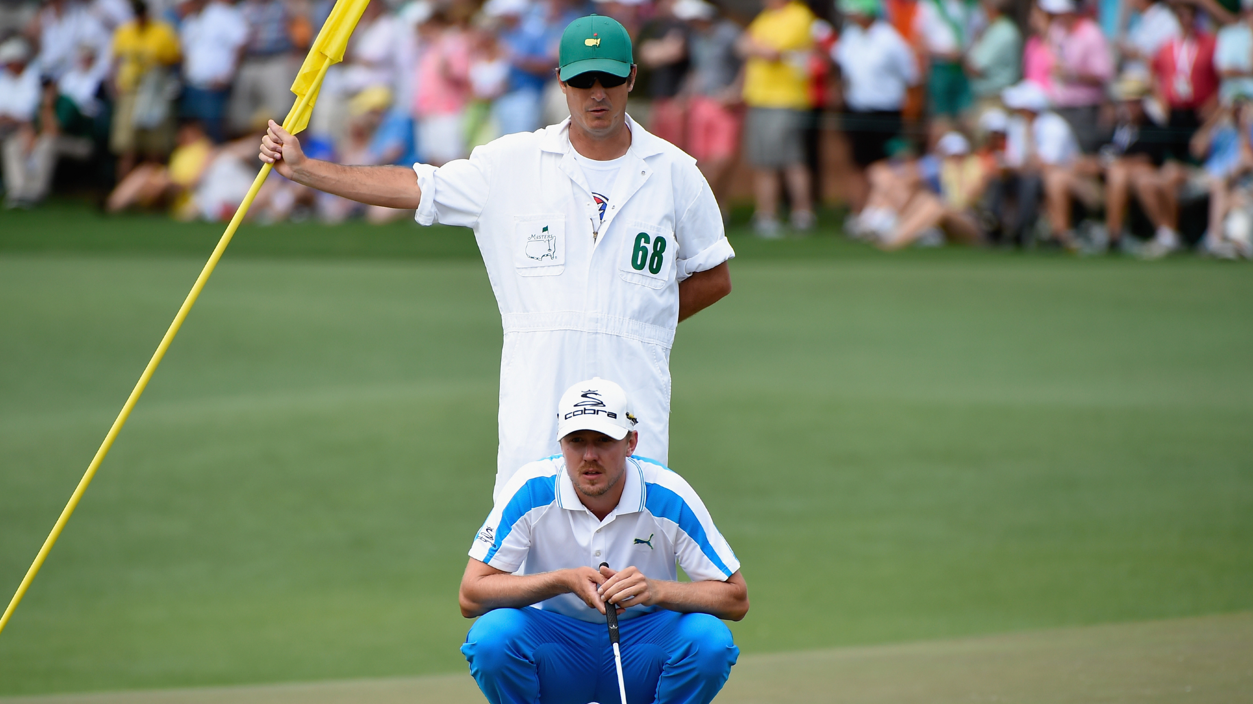 Jonas Blixt and his caddie at The Masters