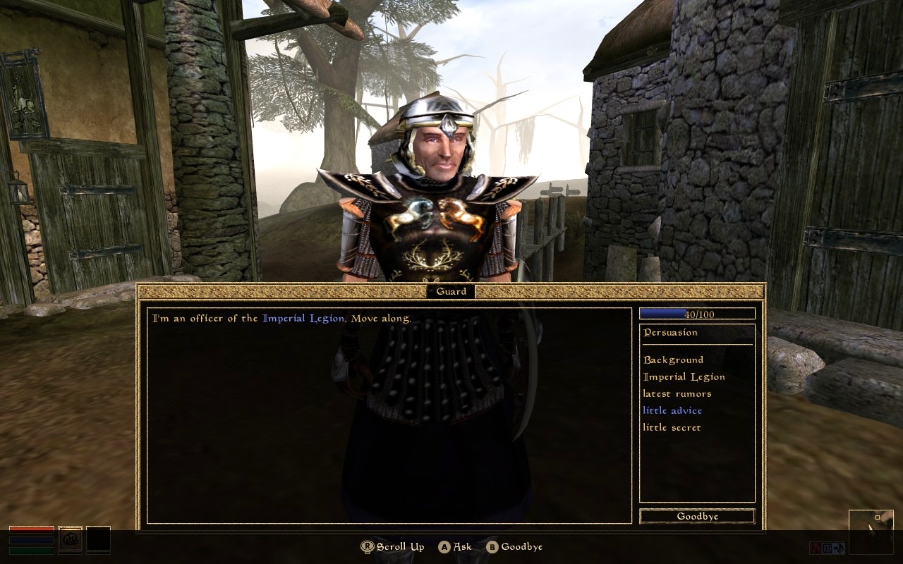 Conversation in OpenMW with gamepad.
