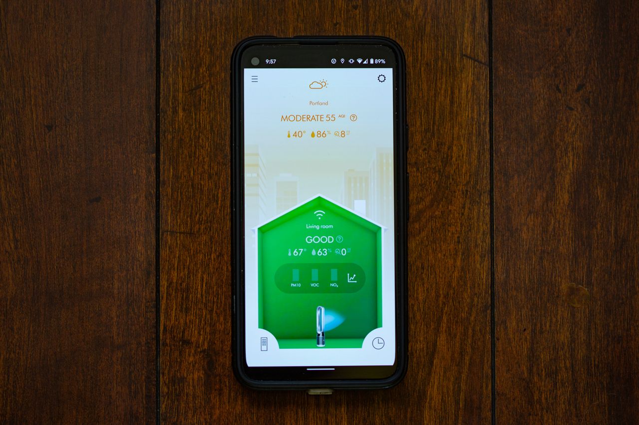Main screen of the Dyson app for the Dyson TP04 fan