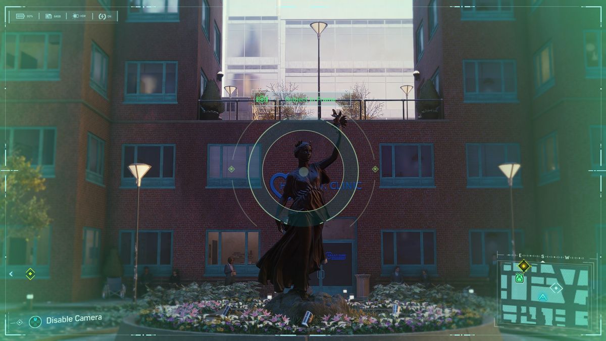 Spider-Man Secret Photo Op of statue outside clinic