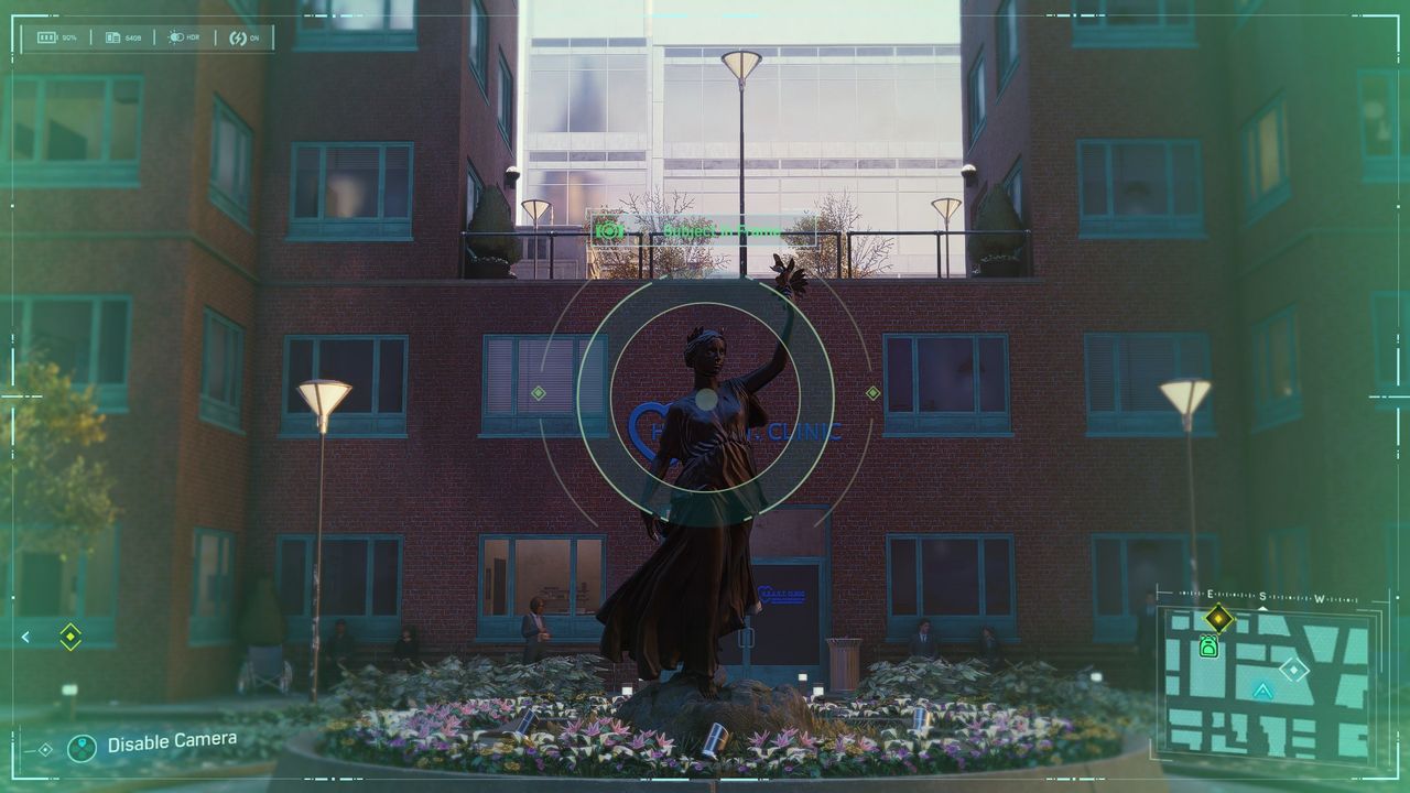 Spider-Man Secret Photo Op of statue outside clinic