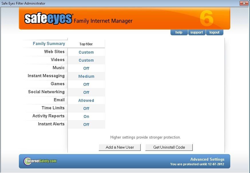 McAfee Safe Eyes image: This parental monitoring software has an elegant user interface.