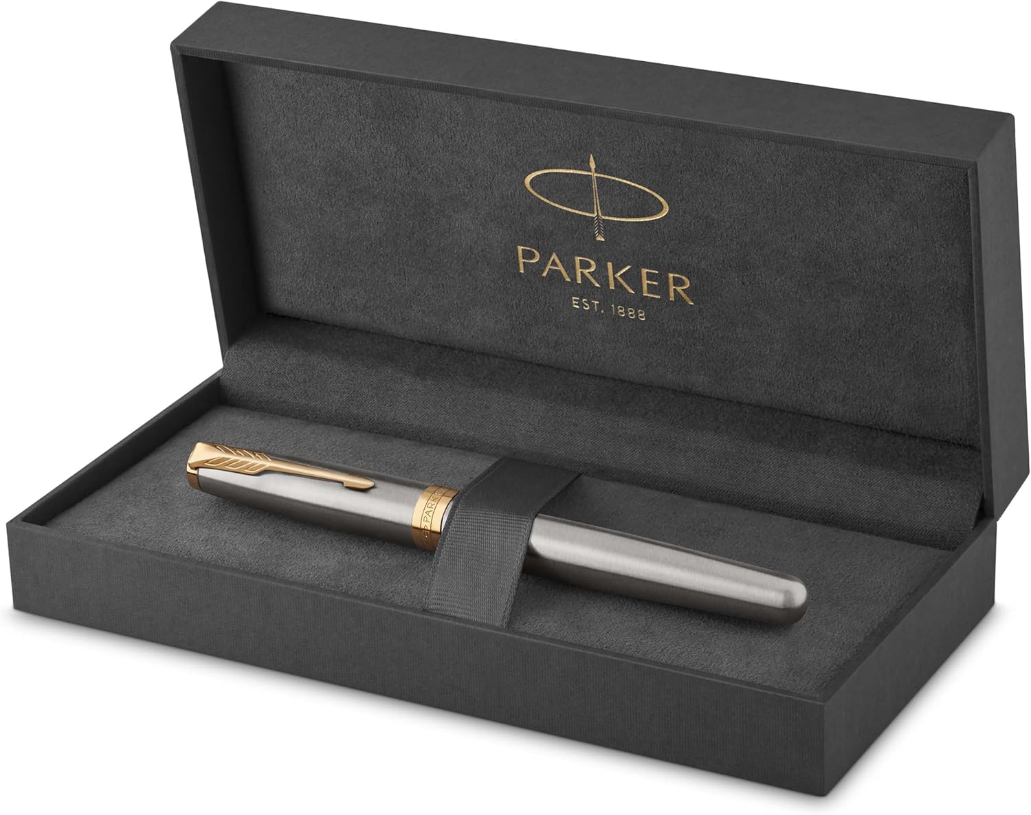 Parker Sonnet Fountain Pen, Stainless Steel With Gold Trim, Medium Nib (1931505)