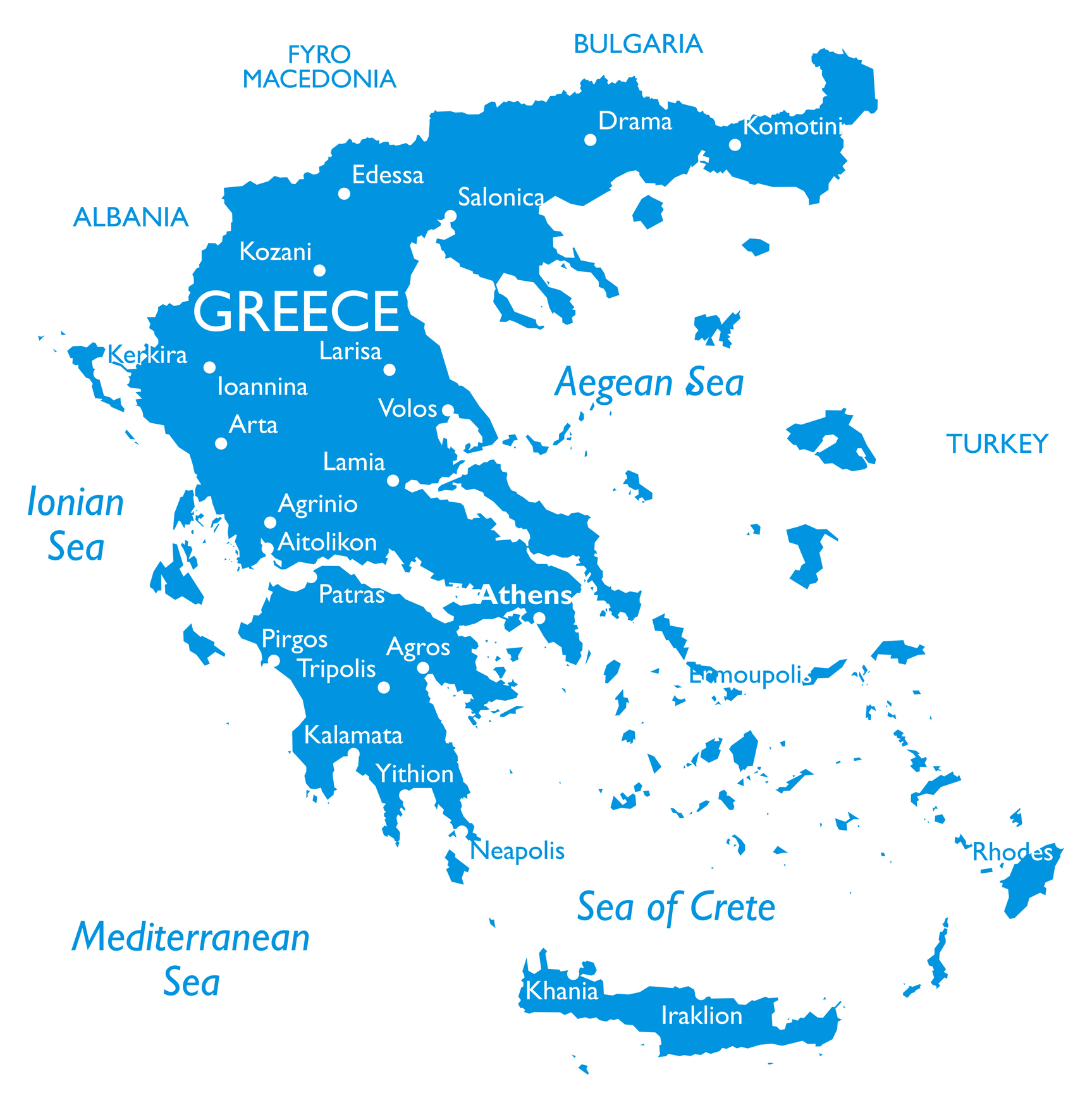 A simplified map of Greece.