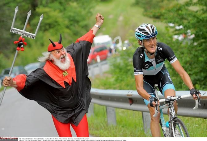 The Devil cheers on Schleck in the 2011 Tour de Suisse