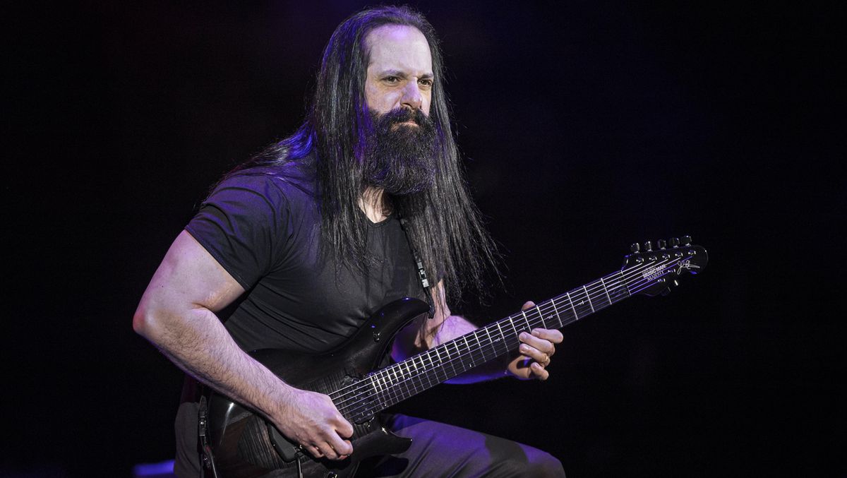 John Petrucci performs during the G3 concert at Eventim Apollo on April 25, 2018 in London, England