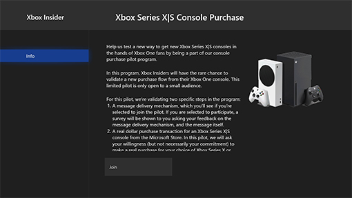Xbox Series X restock Insiders program menu