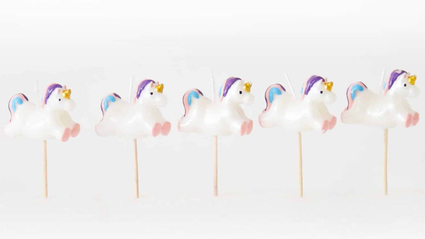 Unicorn candles horse cake toppers