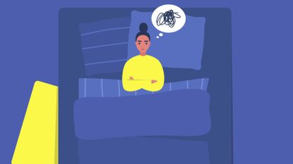 illustration of women in bed with sleep anxiety