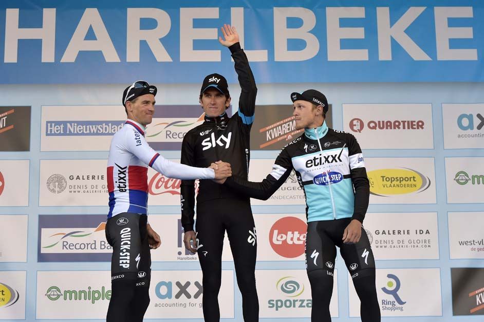 The podium at E3 Harelbeke
