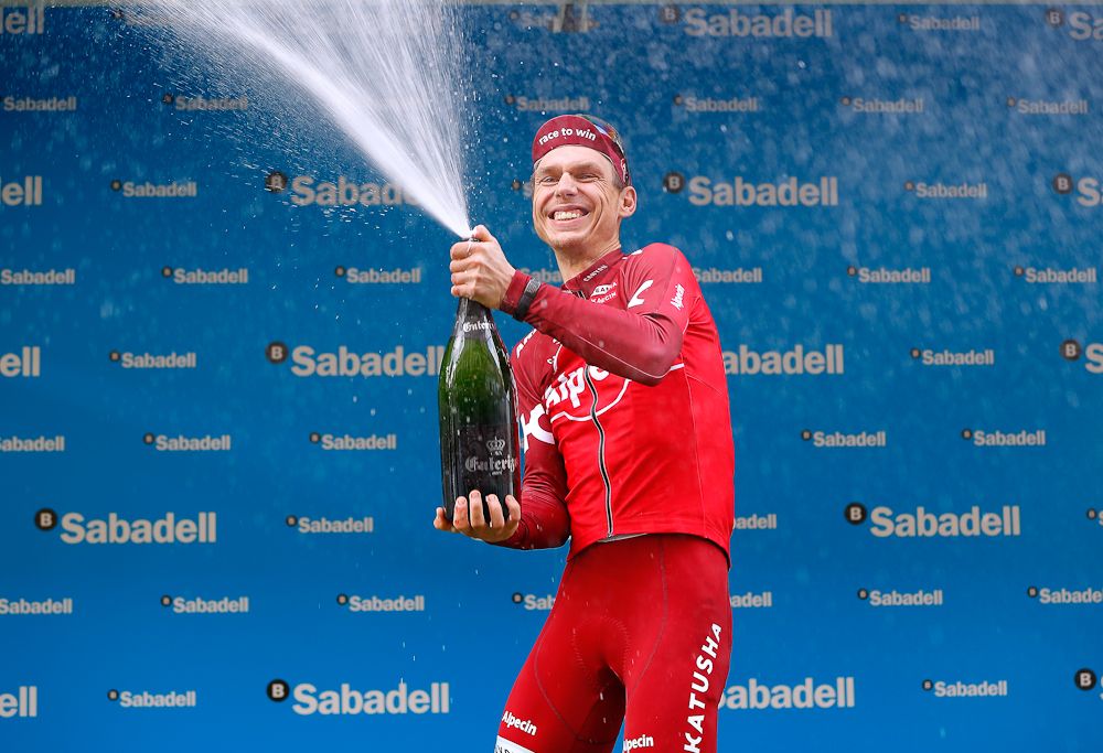 Tony Martin celebrates winning stage 2 at the Volta a la Comunitat Valenciana