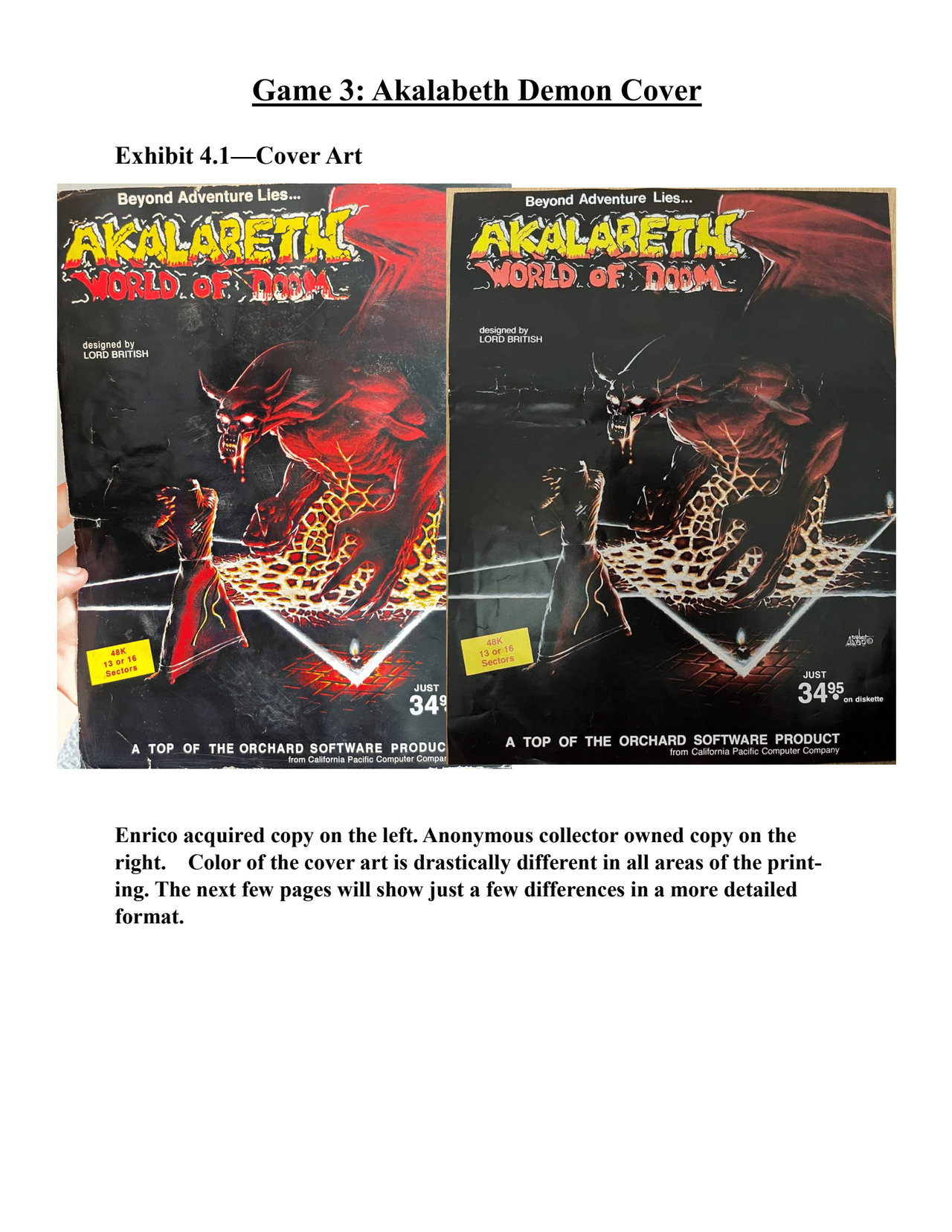 Evidence of alleged game forgeries