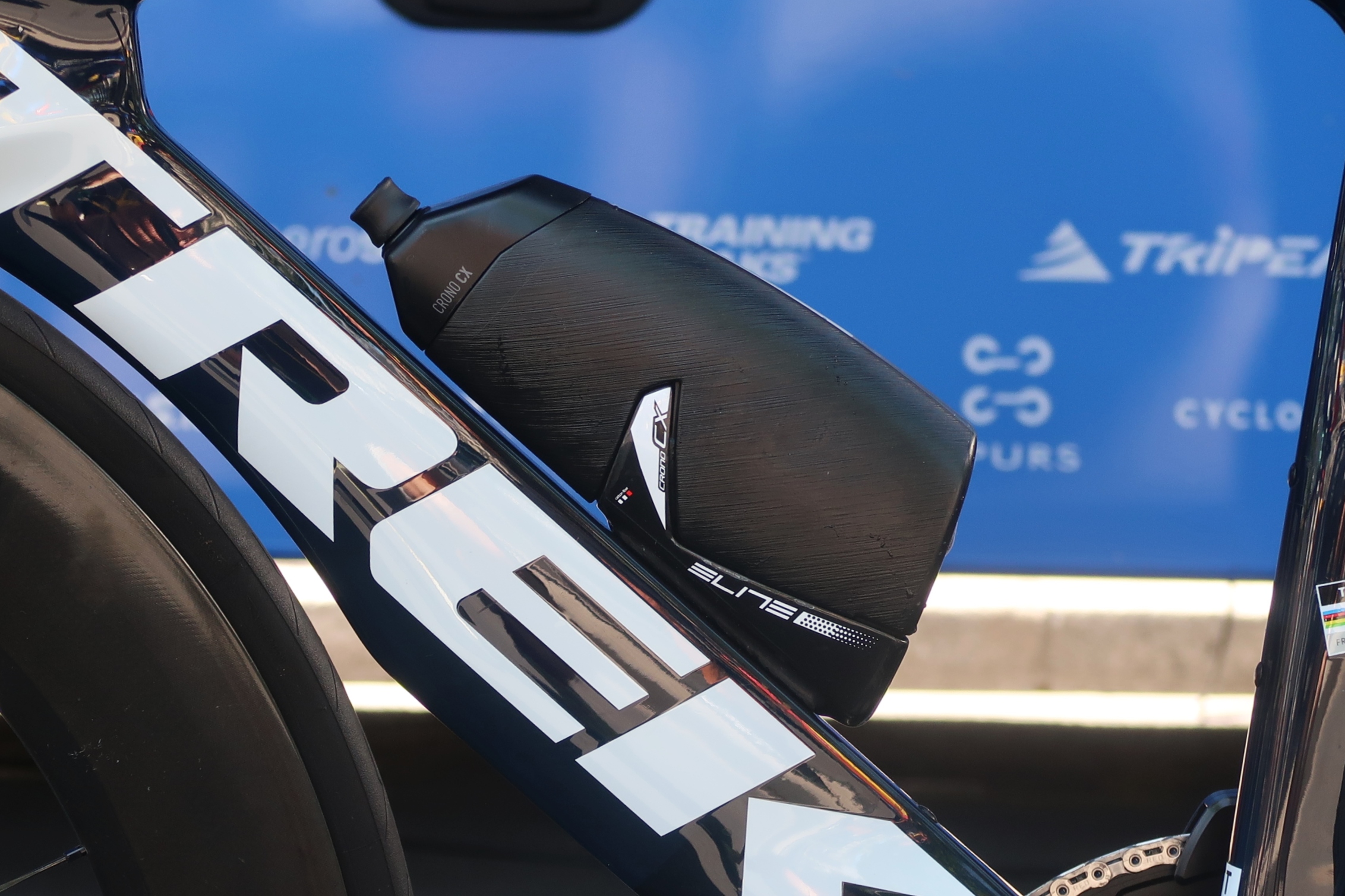 A time trial bottle in a Trek bike