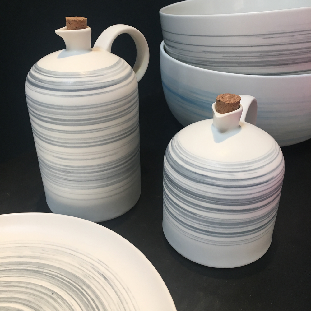 plates with bowl and black background